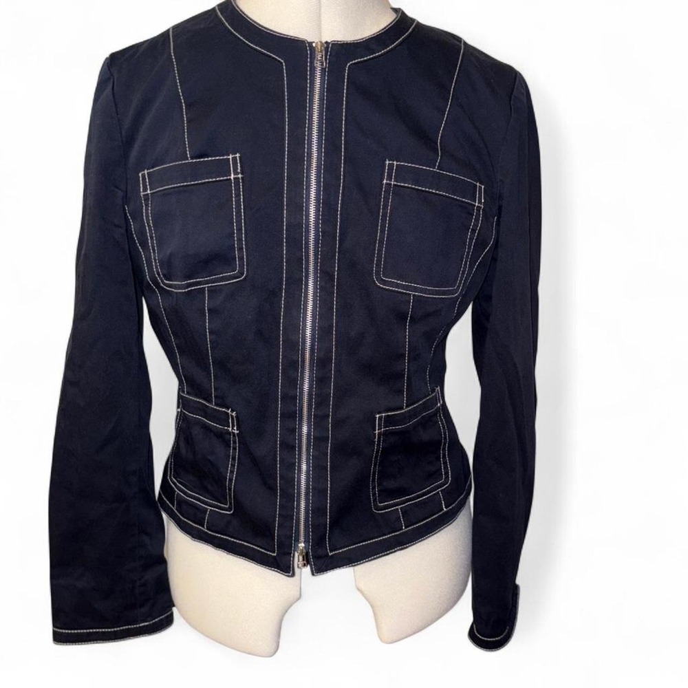 Nine and Co. Navy Jacket with White Stitching Detail